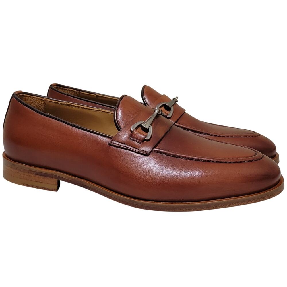 Taft Men Russell Slip On Horse Bit Loafers Size US 8D Brown Full Grain Leather